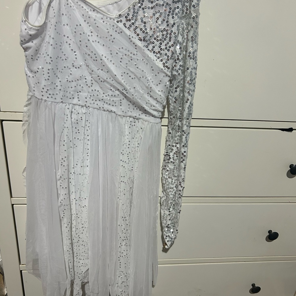 Revolution White Sequin dance costume